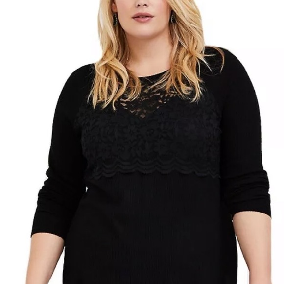 Torrid Super Soft Black Lace Overlay Top - 4X